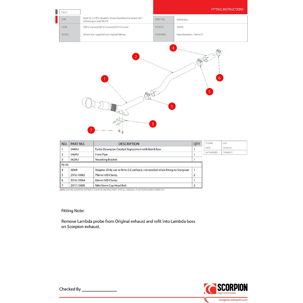 Scorpion Exhaust Downpipe - Volkswagen Golf MK7 R 14+