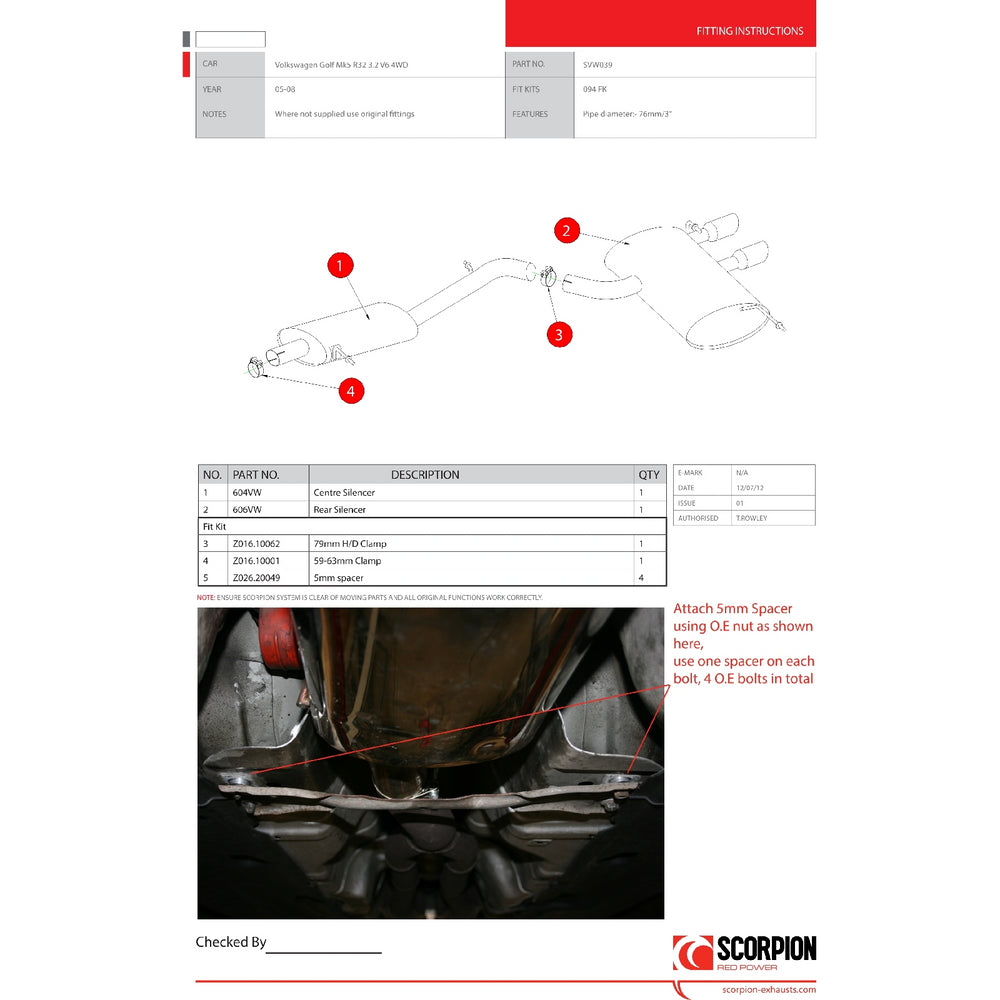Scorpion Exhaust Cat-Back (Resonated) Twin Daytona - Volkswagen Golf MK5 R32 2005 - 2008
