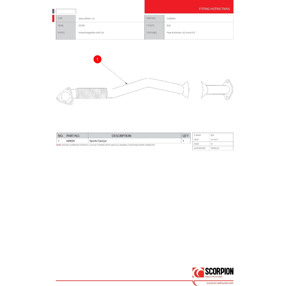 Scorpion Exhaust Sports Cat - Vauxhall Astra MK4/5 2.0 02-09