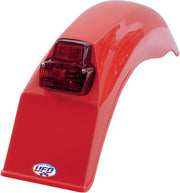 UFO Universal Vintage Enduro Rear Fender With Tail Light - Fits 1979-89 - Red