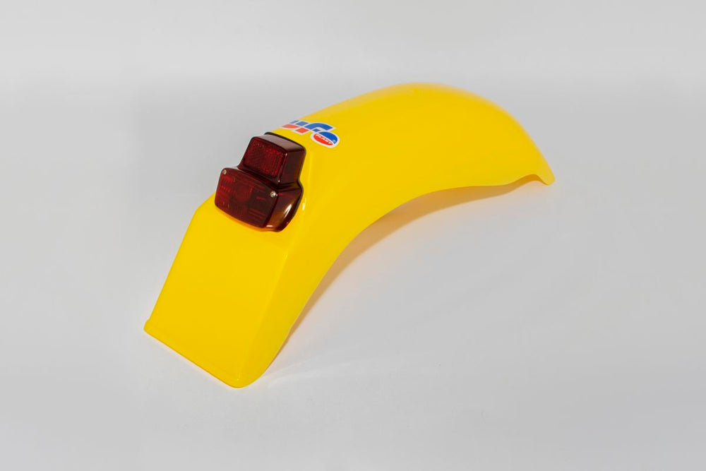 UFO Vintage Universal Enduro Rear Fender With Taillight (1979-89) - Yellow