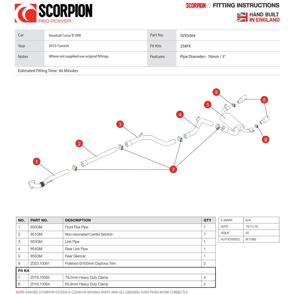 Scorpion Exhaust Cat-Back Twin Daytona - Vauxhall Corsa E VXR (Non-GPF Model) 2015 - 2018