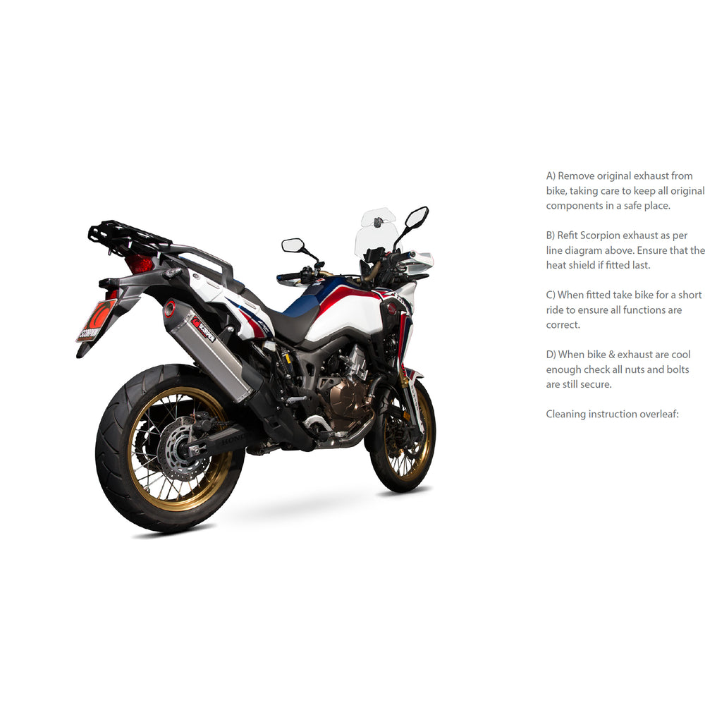 Scorpion Serket Parallel Stainless Oval Exhaust - Honda CRF 1000 L Africa Twin 2015 - 2019