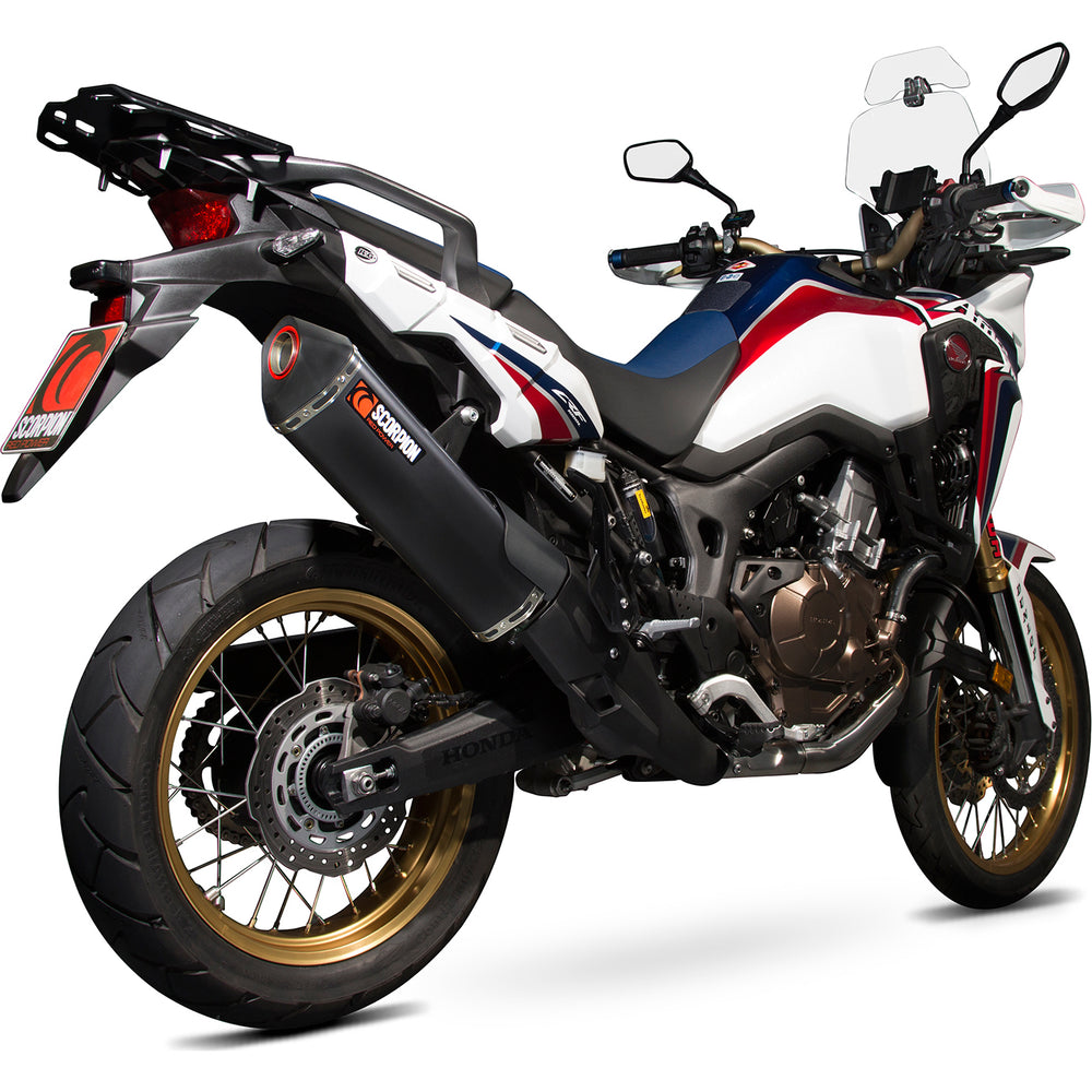 Scorpion Serket Parallel Black Ceramic Oval Exhaust - Honda CRF 1000 L Africa Twin 2015 - 2019