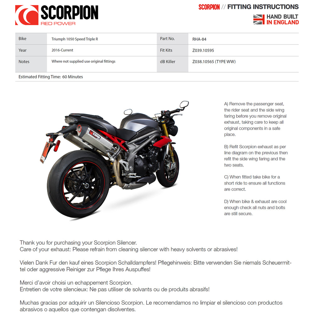 Scorpion Serket Parallel Stainless Oval Exhaust For Triumph Speed Triple 1050 2016-2017