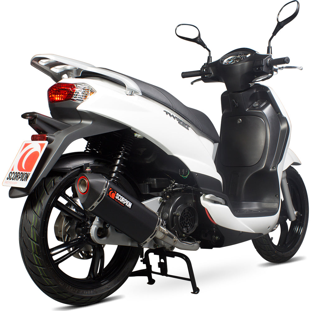 Scorpion Serket Parallel Black Ceramic Oval Exhaust For Peugeot Tweet 125 2010-2017