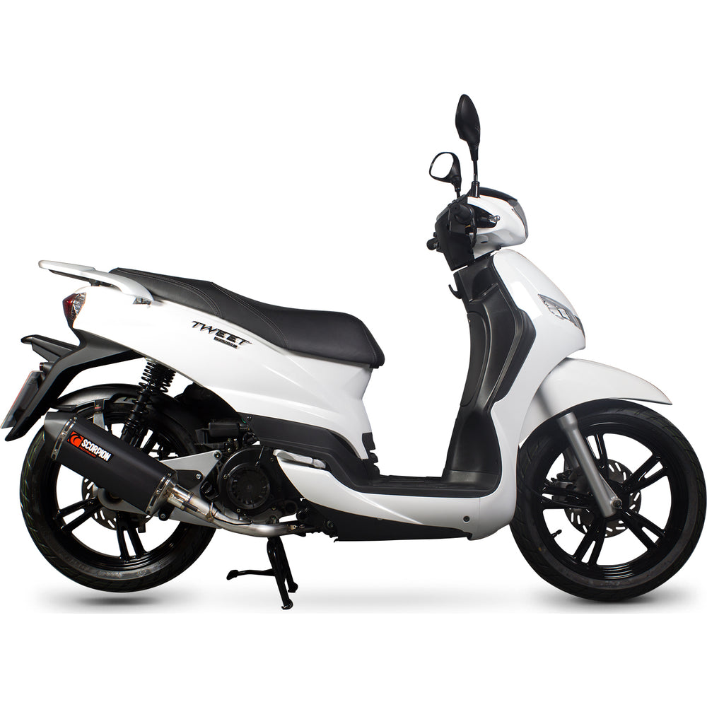 Scorpion Serket Parallel Black Ceramic Oval Exhaust For Peugeot Tweet 125 2010-2017