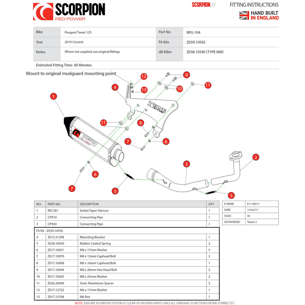 Scorpion Serket Parallel Black Ceramic Oval Exhaust For Peugeot Tweet 125 2010-2017