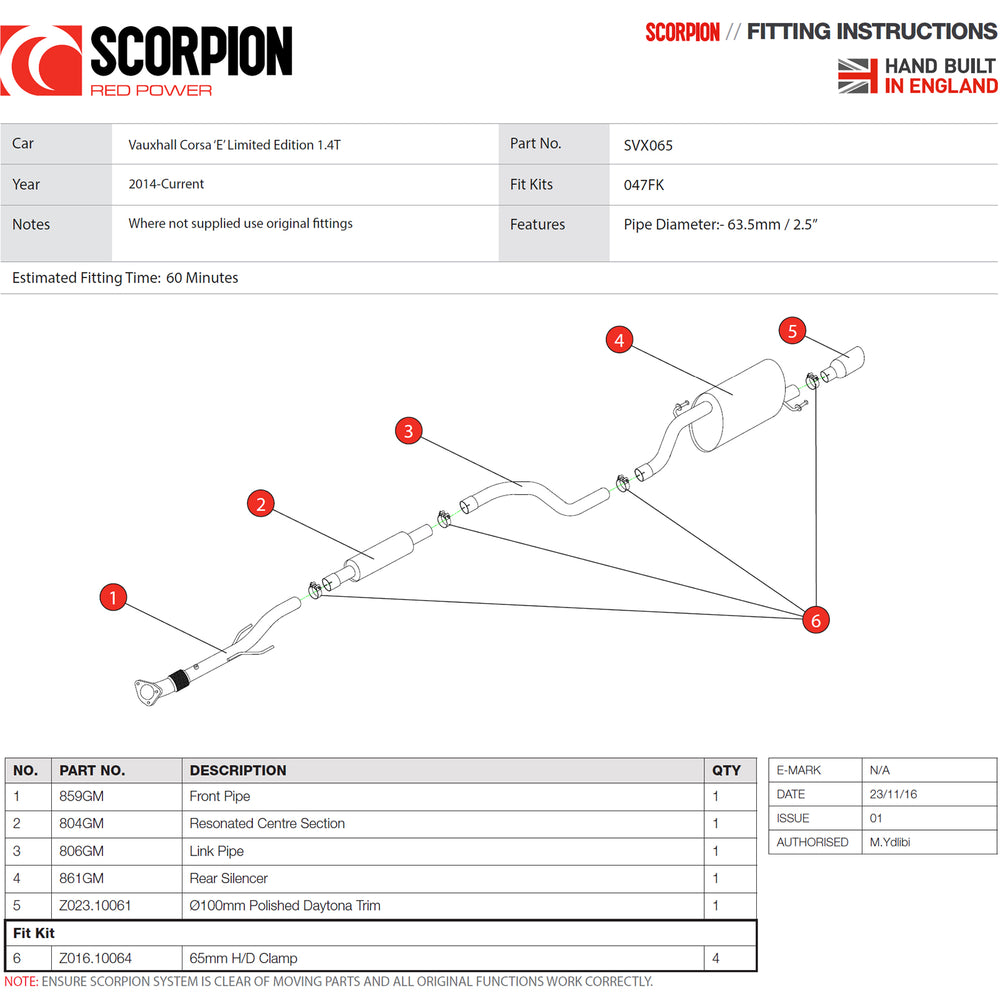 Scorpion Exhaust Cat-Back (Res) Single Daytona - Vauxhall Corsa E 1.4T (Non-GPF Model) 2014 - 2019