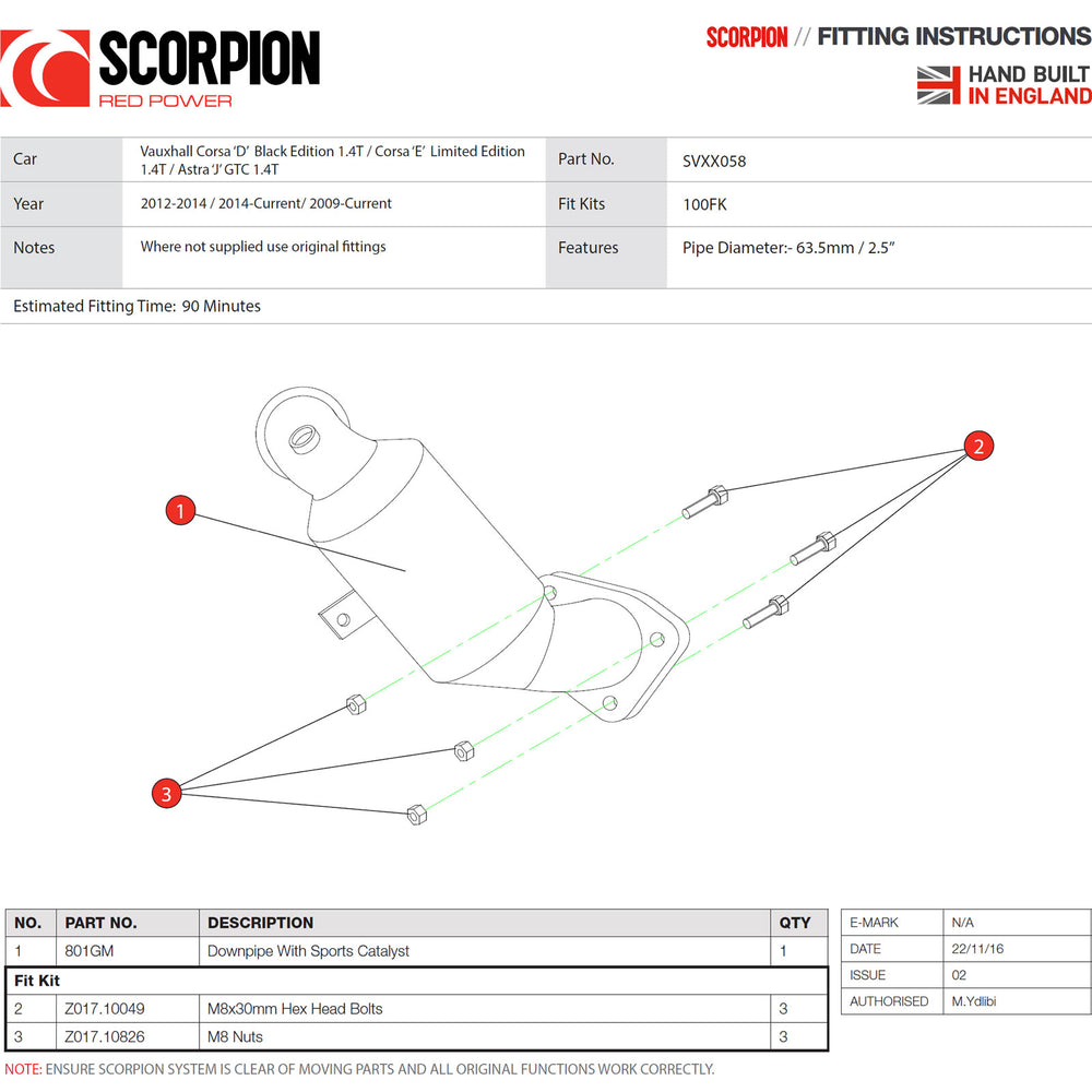 Scorpion Exhaust Sports Catalyst - Vauxhall Corsa E 1.4T (Non-GPF Model) 2014 - 2019