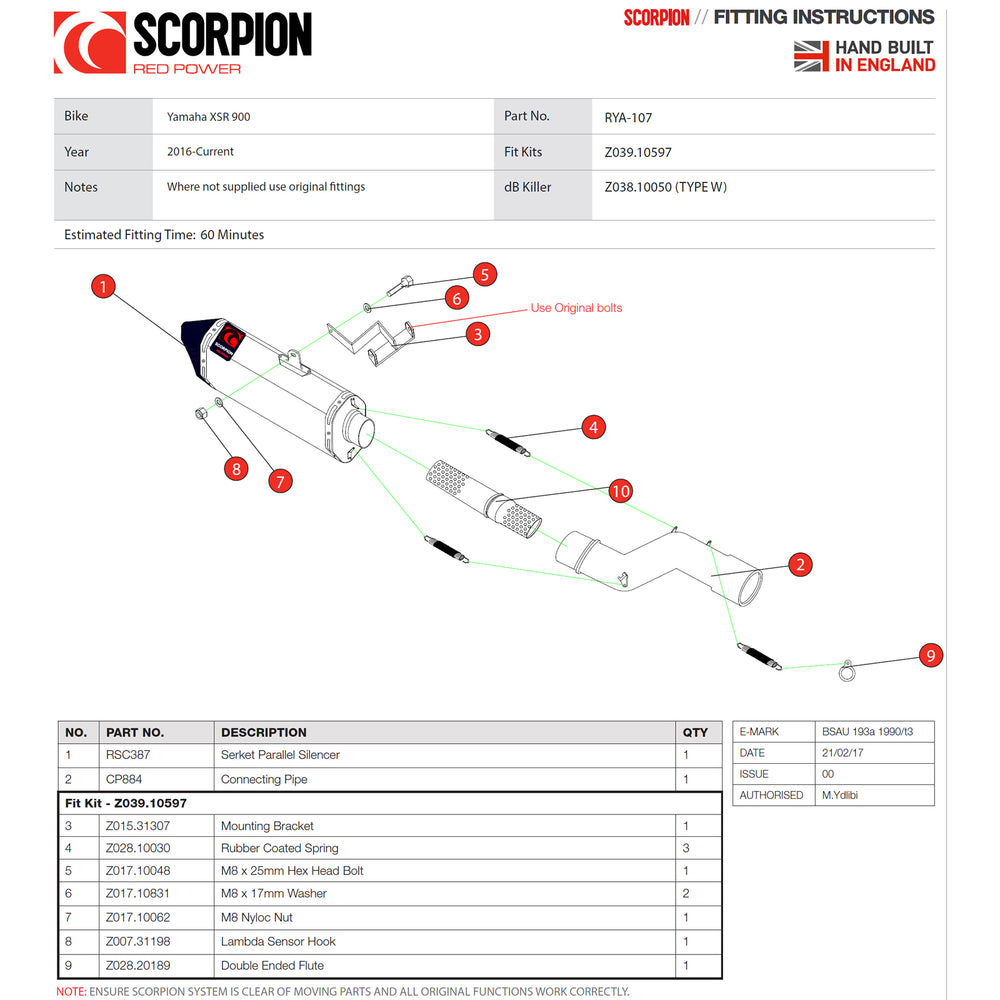 Scorpion Serket Parallel Carbon Oval Exhaust For Yamaha XSR 900 2016-2021