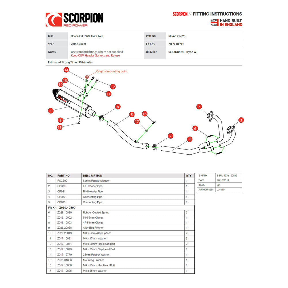 Scorpion Serket Parallel Titanium Oval Exhaust For Honda CRF 1000 L Africa Twin 2015-2017