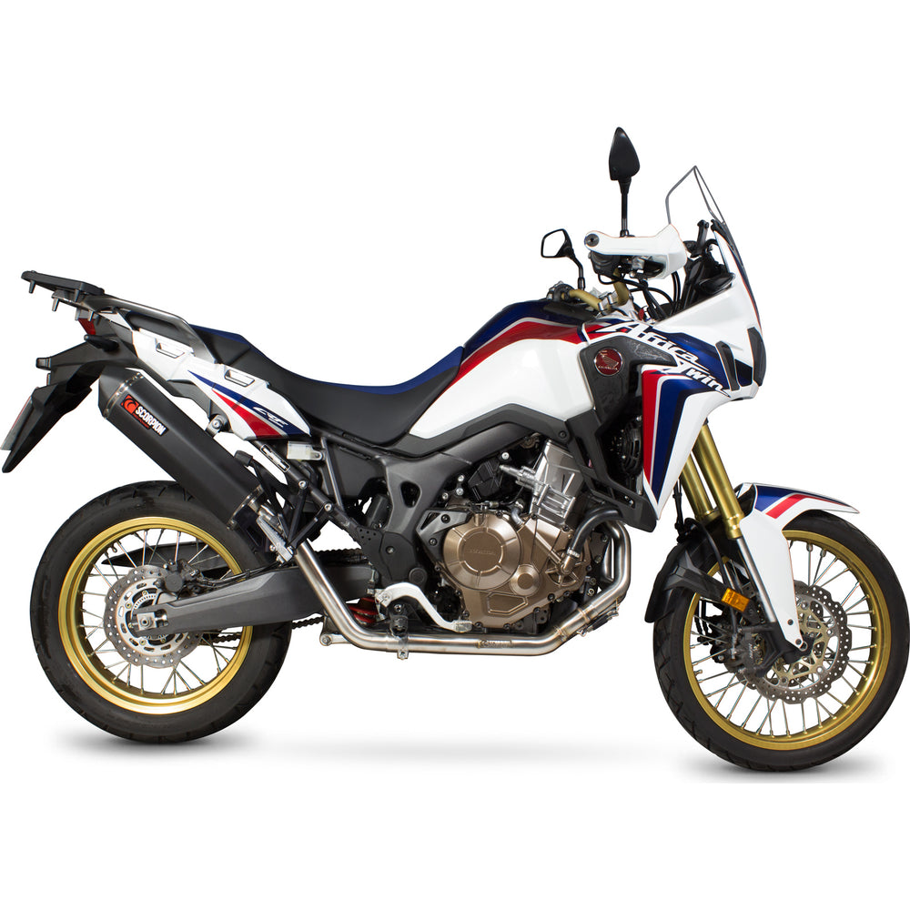 Scorpion Serket Parallel Black Ceramic Oval Exhaust - Honda CRF 1000 L Africa Twin Full System 15-17