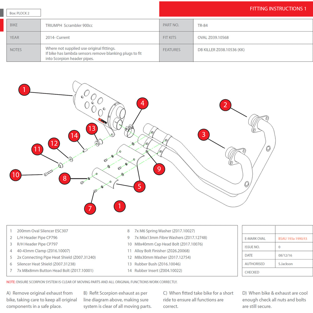 Scorpion Custom Stainless Exhaust Silencer + Heat Shield - Triumph Scrambler Full System 13-17