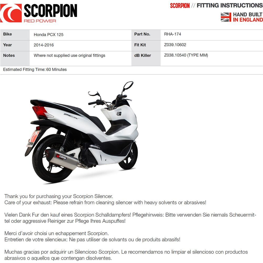 Scorpion Serket Parallel Stainless Oval Exhaust For Honda PCX 125 2014-2016