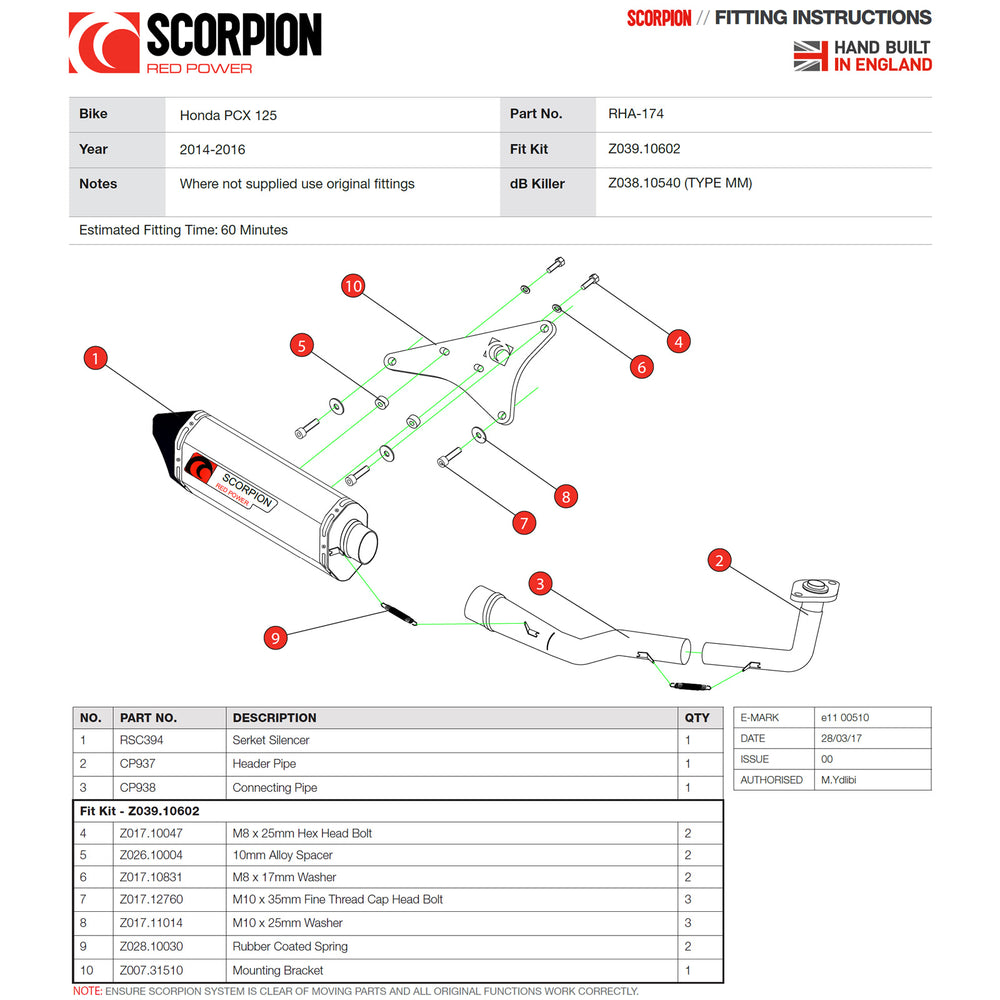 Scorpion Serket Parallel Stainless Oval Exhaust For Honda PCX 125 2014-2016