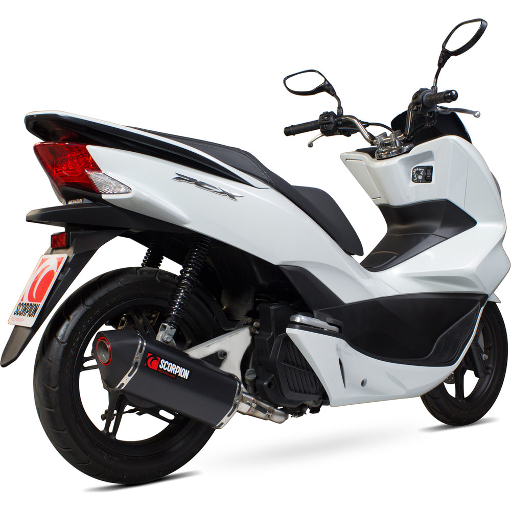 Scorpion Serket Parallel Black Ceramic Oval Exhaust For Honda PCX 125 2014-2016