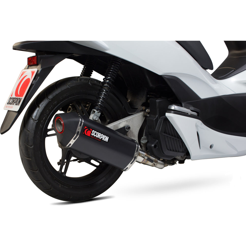 Scorpion Serket Parallel Black Ceramic Oval Exhaust For Honda PCX 125 2014-2016