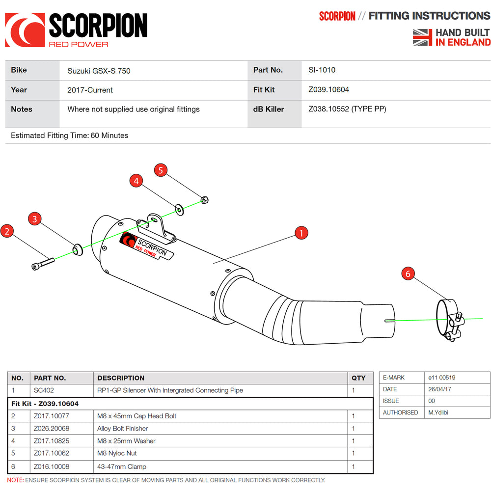 Scorpion RP-1 GP Titanium Round Exhaust - Suzuki GSX-S 750 17-18