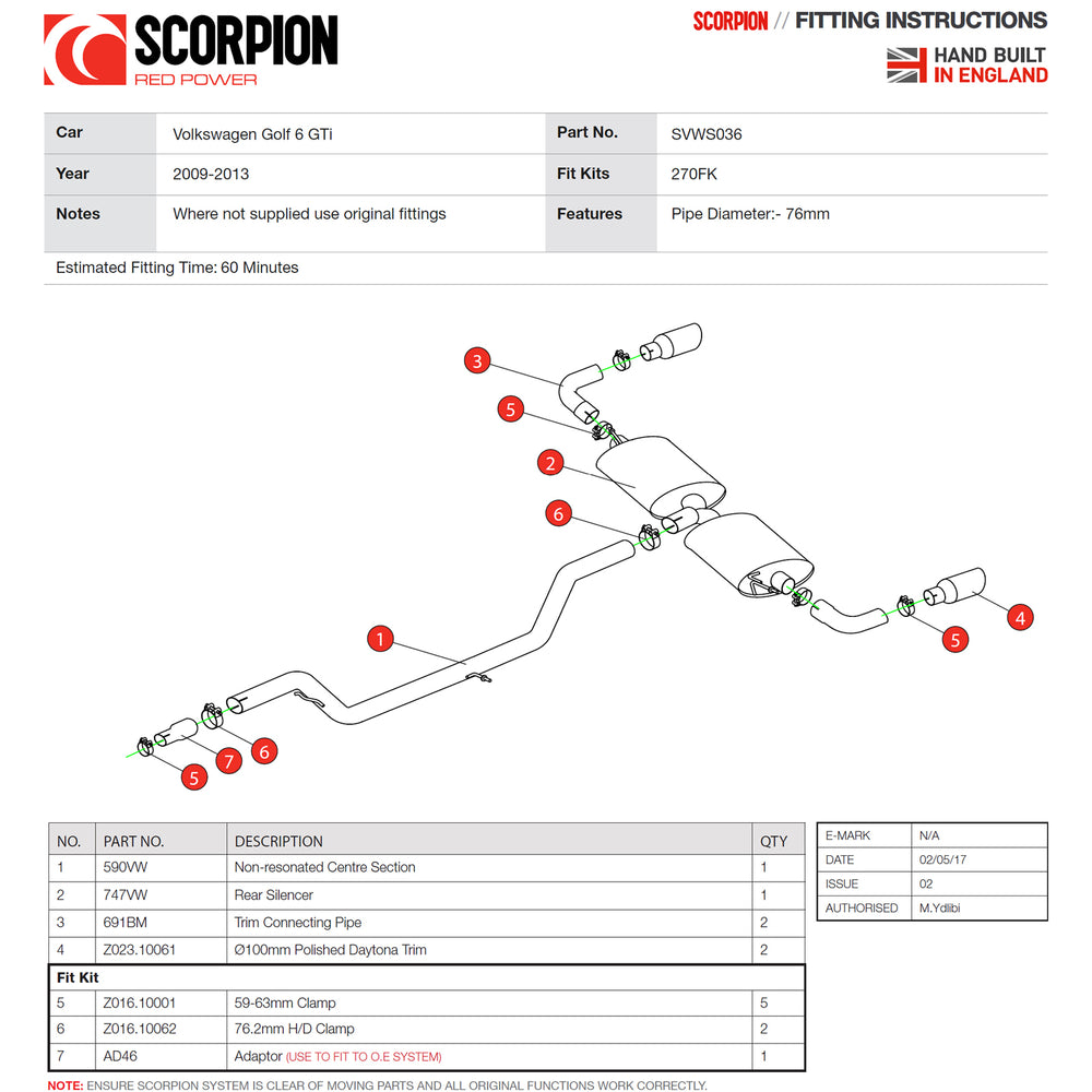 Scorpion Exhaust Cat-Back Daytona - Volkswagen Golf MK6 GTI 2009 - 2013