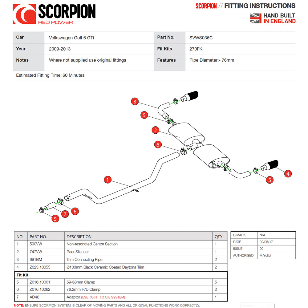 Scorpion Exhaust Cat-Back Daytona BLK - Volkswagen Golf MK6 GTI 2009 - 2013