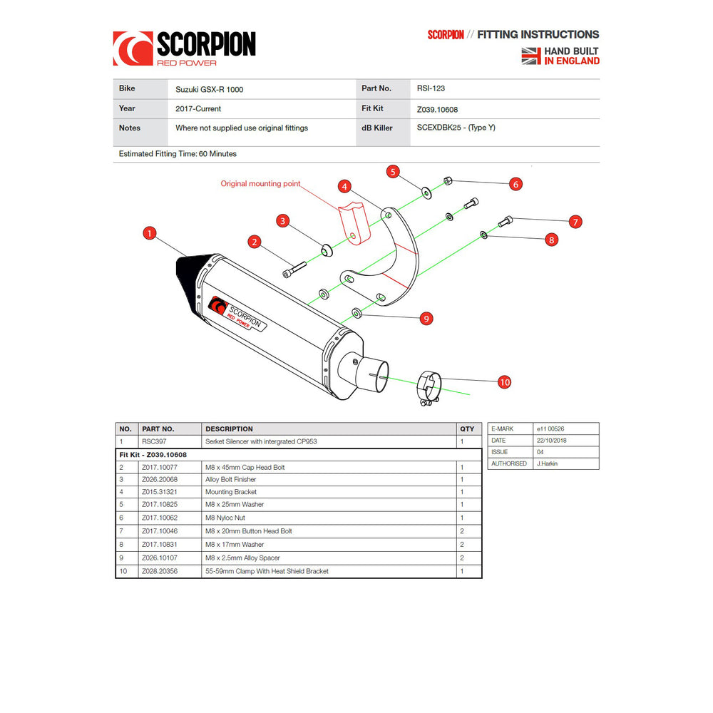 Scorpion Serket Parallel Black Ceramic Oval Exhaust For Suzuki GSX-R 1000 2017-2018