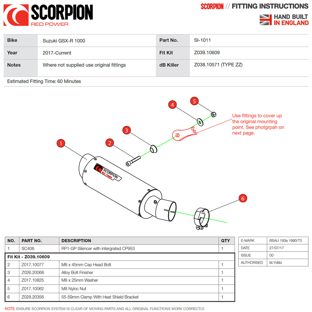Scorpion RP-1 GP Carbon Round Exhaust For Suzuki GSX-R 1000 2017-2018