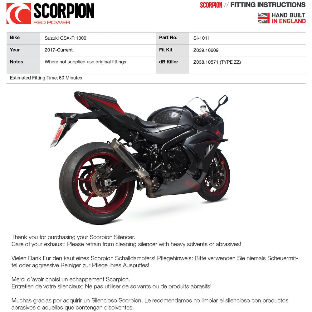 Scorpion RP-1 GP Carbon Round Exhaust For Suzuki GSX-R 1000 2017-2018