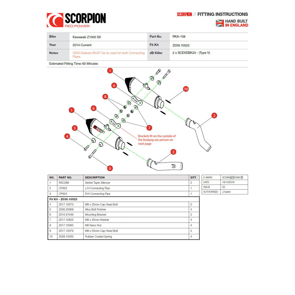 Scorpion Serket Taper Carbon Oval Exhaust For Kawasaki Z 1000 SX 2014-2016