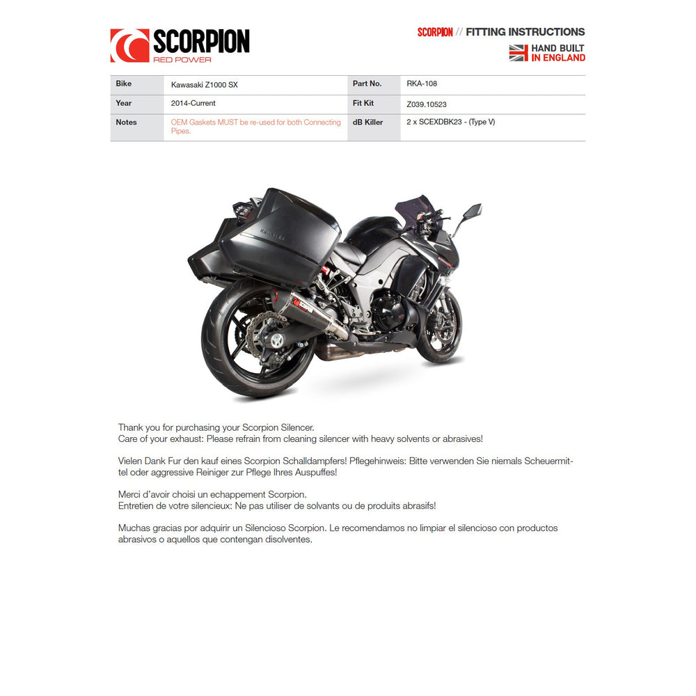 Scorpion Serket Taper Stainless Oval Exhaust For Kawasaki Z 1000 SX 2014-2016
