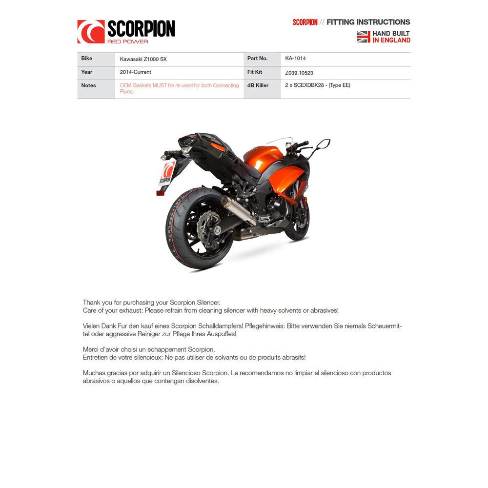Scorpion RP-1 GP Carbon Round Exhaust For Kawasaki Z 1000 SX 2014-2016