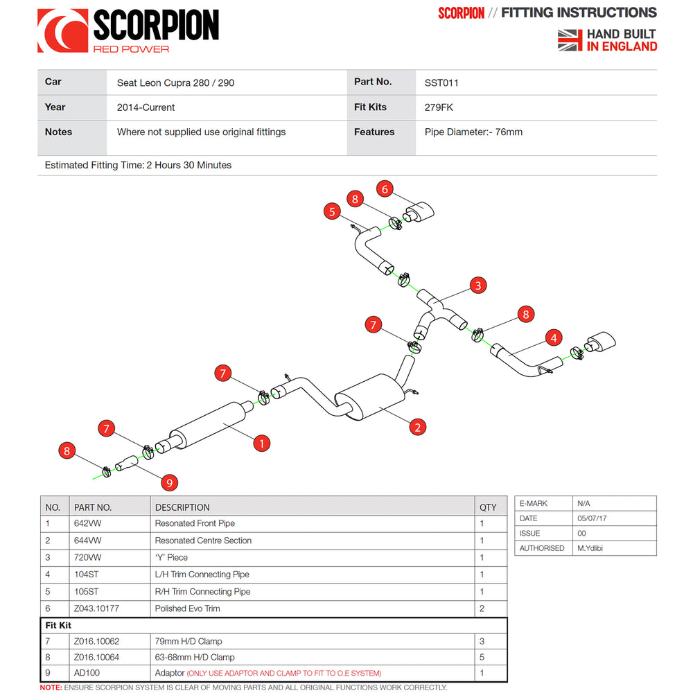 Scorpion Exhaust Cat-Back (Res) Evo - Seat Leon Cupra 2.0 TSI 280 / 290 (Non-GPF Model) 2014 - 2019