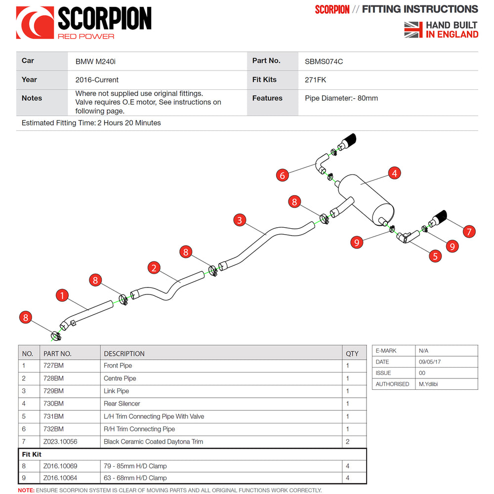 Scorpion Exhaust Cat-Back (Valved) Daytona BLK - BMW 2 Series M240i (Non-GPF Model) 2016 - 2018