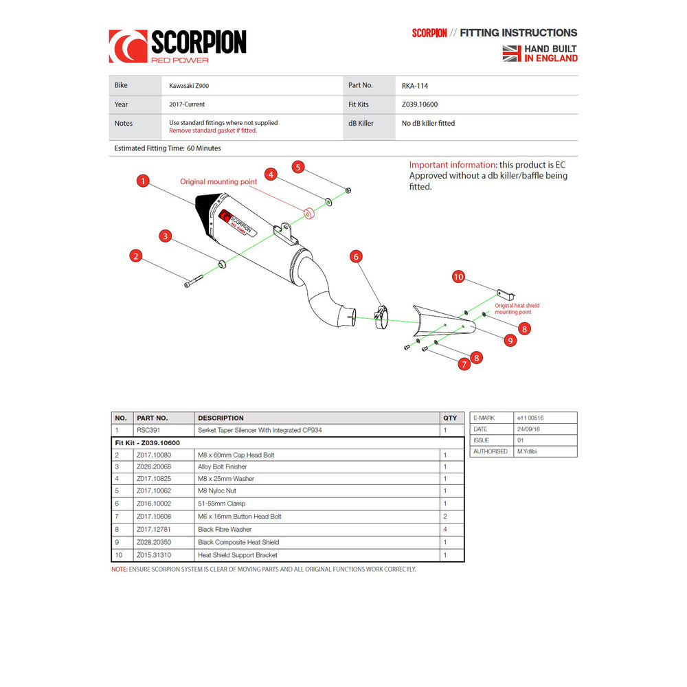 Scorpion Serket Taper Stainless Oval Exhaust For Kawasaki Z900 2017-2019