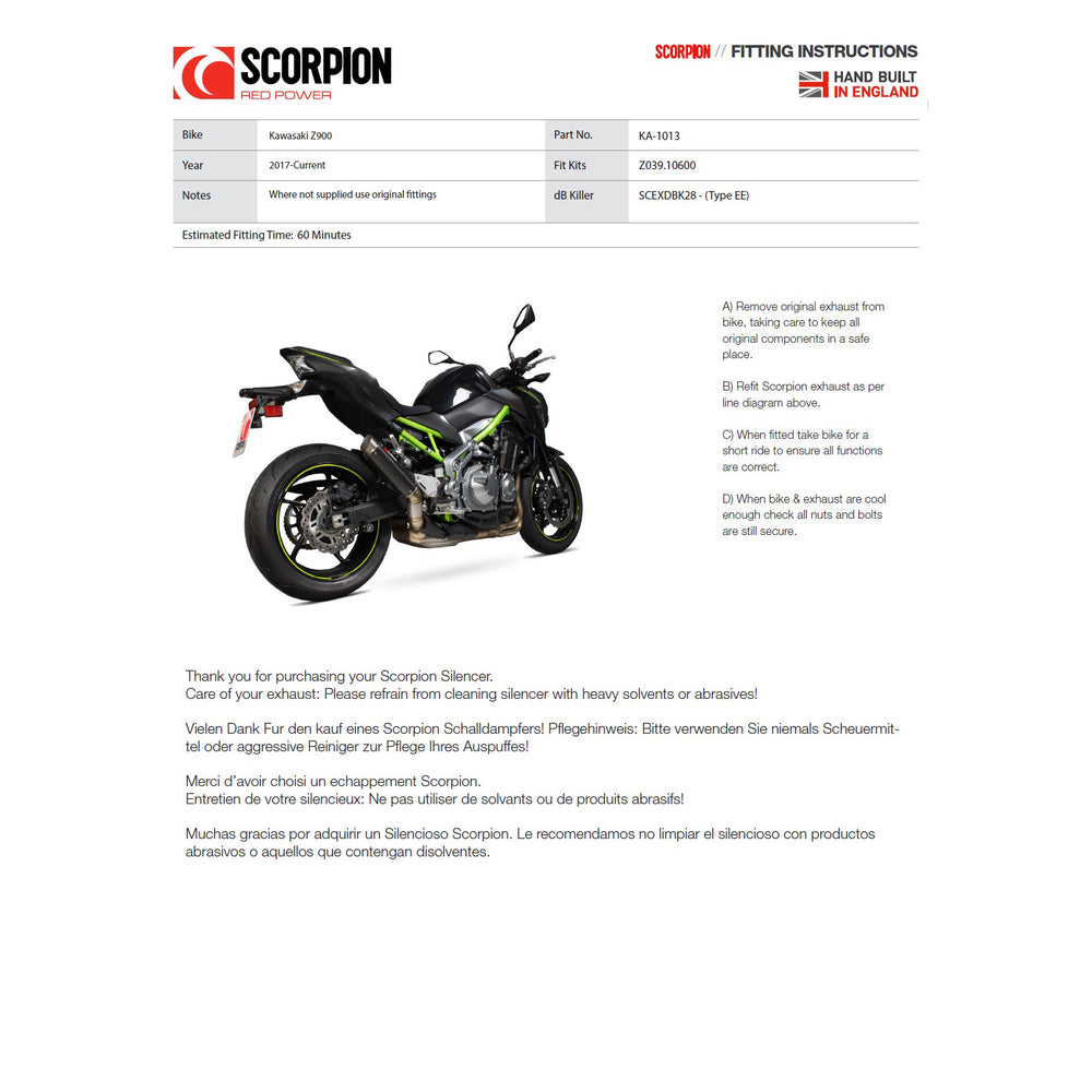 Scorpion RP-1 GP Carbon Round Exhaust For Kawasaki Z900 2017-2019