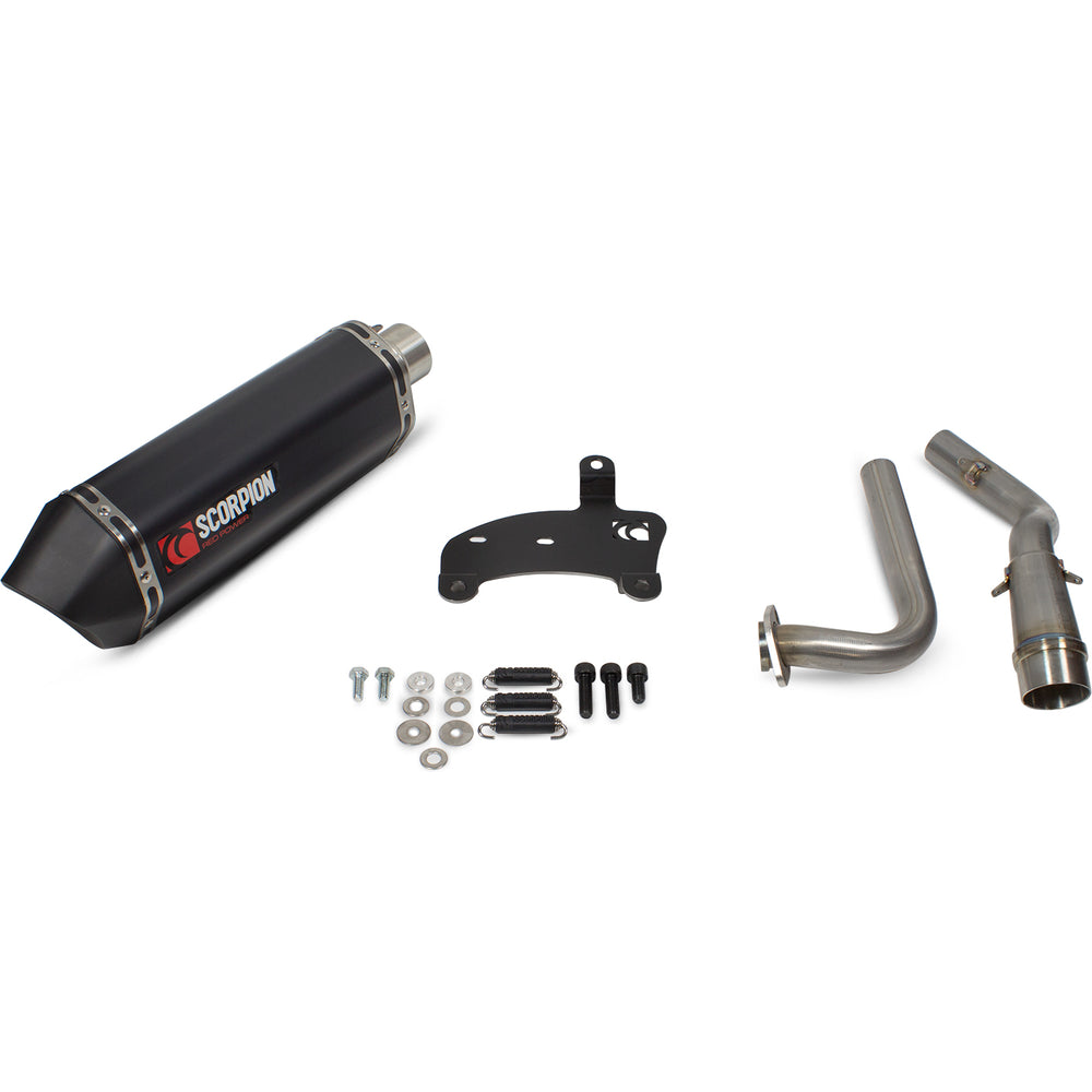 Scorpion Serket Parallel Black Ceramic Oval Exhaust - Yamaha N-MAX 125 Full System 15-17
