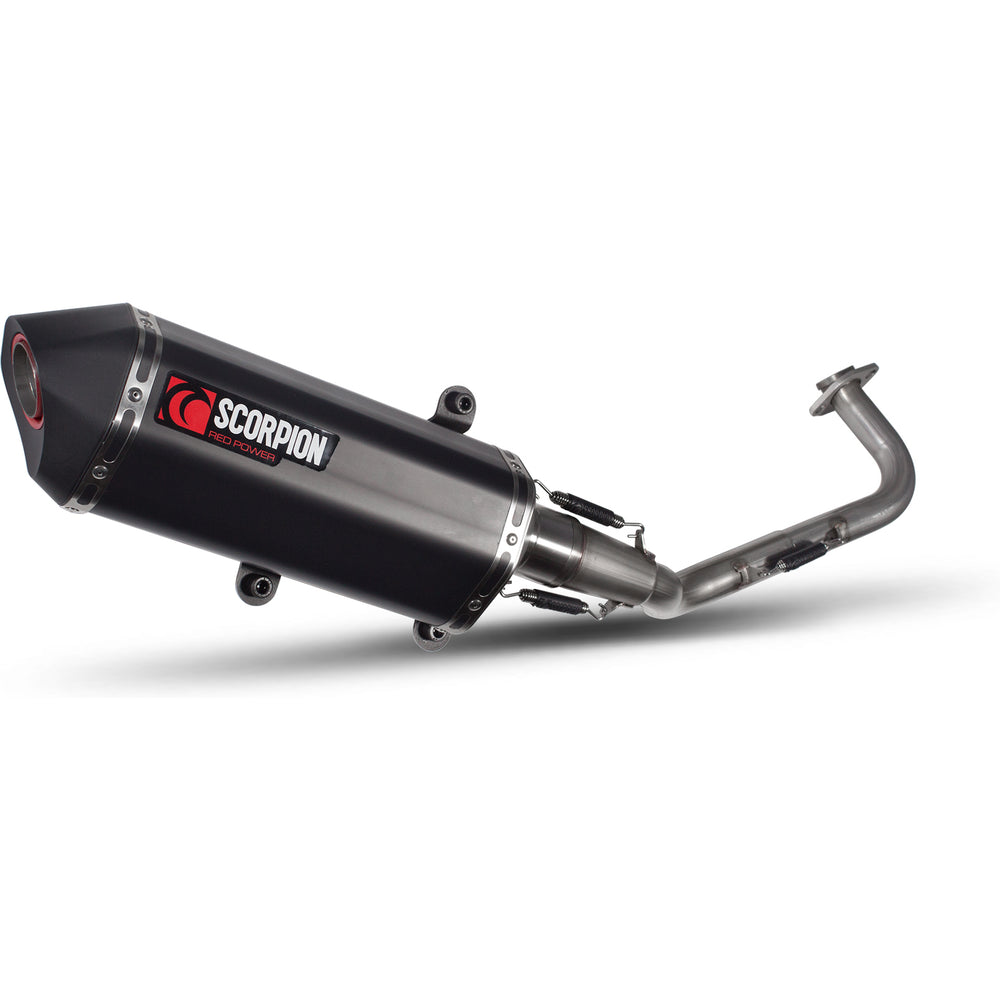 Scorpion Serket Parallel Black Ceramic Oval Exhaust - Yamaha N-MAX 125 Full System 15-17