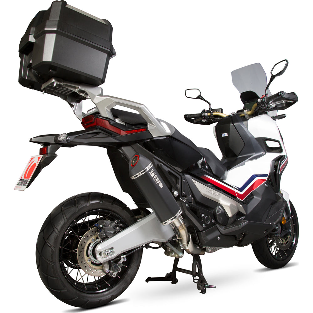 Scorpion Serket Parallel Black Ceramic Oval Exhaust For Honda X-ADV 750 2017-2025