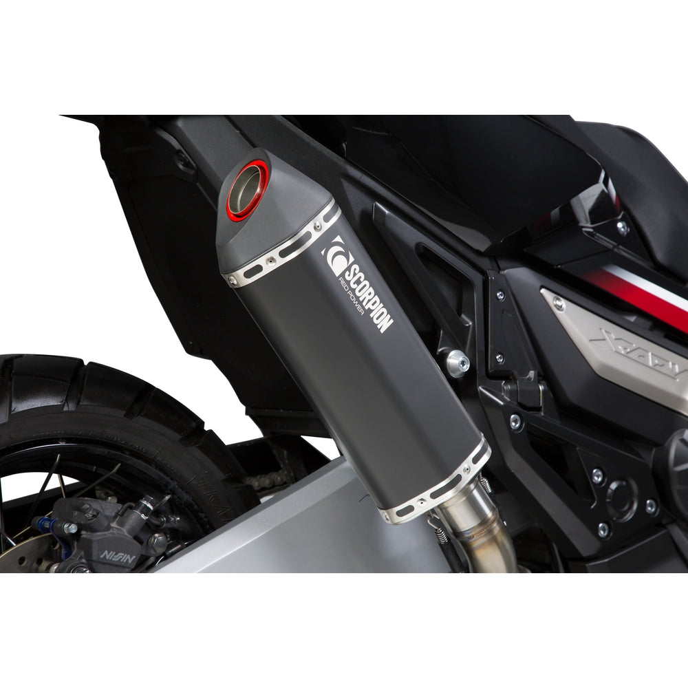 Scorpion Serket Parallel Black Ceramic Oval Exhaust For Honda X-ADV 750 2017-2025