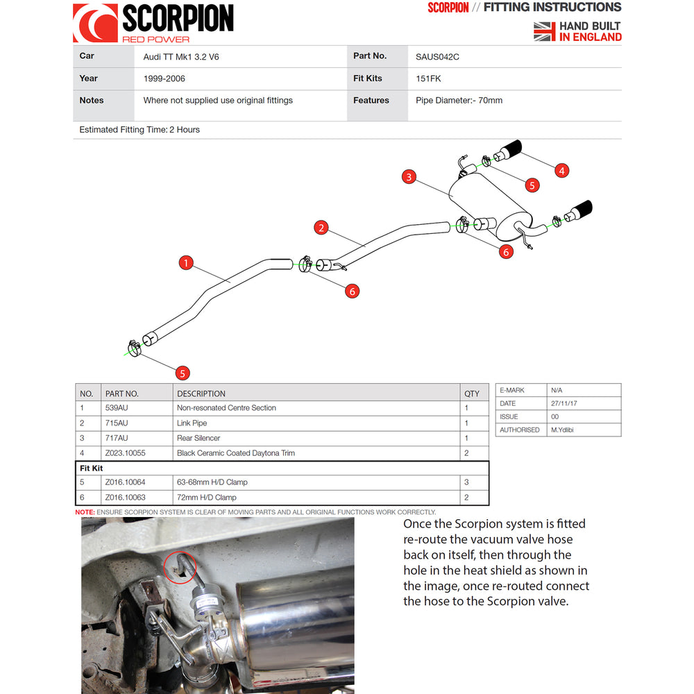 Scorpion Exhaust Cat-Back Twin Daytona BLK - Audi TT MK1 Quattro 3.2 V6 1999 - 2006