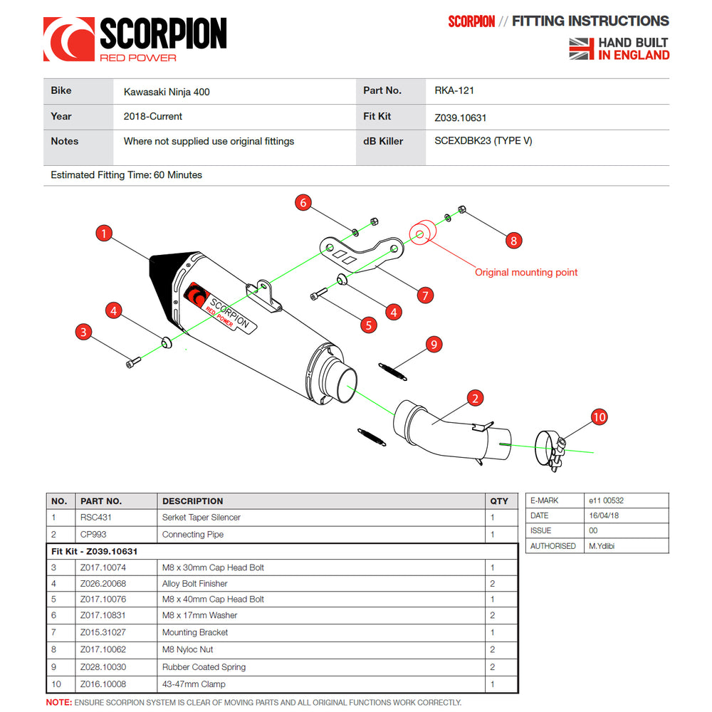 Scorpion Serket Taper Carbon Exhaust For Kawasaki Ninja 400 2018-2024