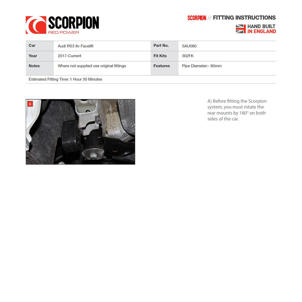 Scorpion Car Exhaust Cat-Back System (Resonated) (Non-Valved) Polished Evo - Audi RS3 8V 2017 - 2021 Facelift