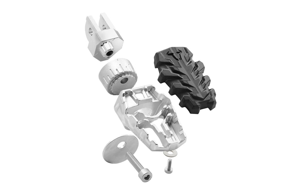 SW Motech Evolution Footpegs - Kawasaki KLR650 2001-2003 - Black/Silver