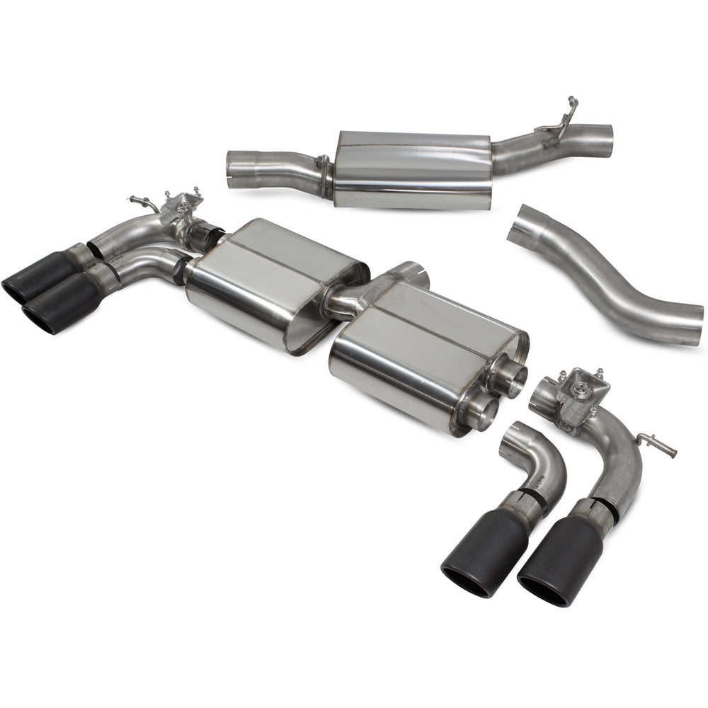 Scorpion Car Exhaust Cat-Back System Resonated Electronic Valved Black Ceramic Monaco - VW Golf R MK7.5 2017-2020