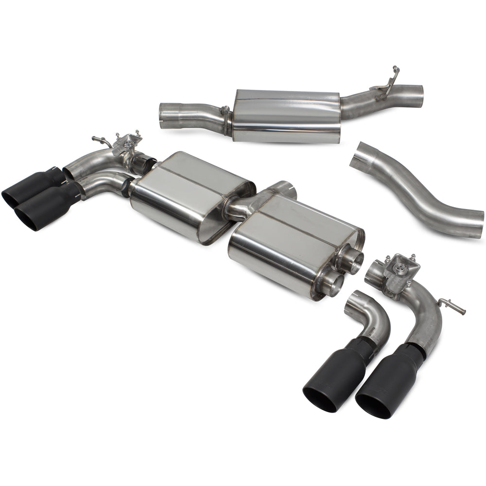Scorpion Car Exhaust Cat-Back System Resonated Electronic Valves Black Ceramic Daytona - VW Golf R MK7.5 2017-2020