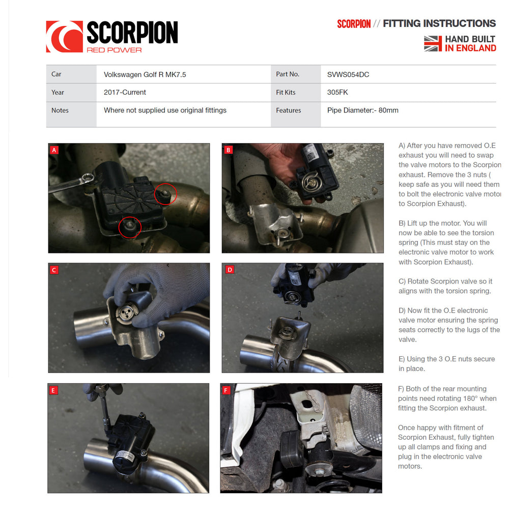 Scorpion Car Exhaust Cat-Back System Non-Resonated Electronic Valved Black Ceramic Daytona - VW Golf R MK7.5 2017 - 2020