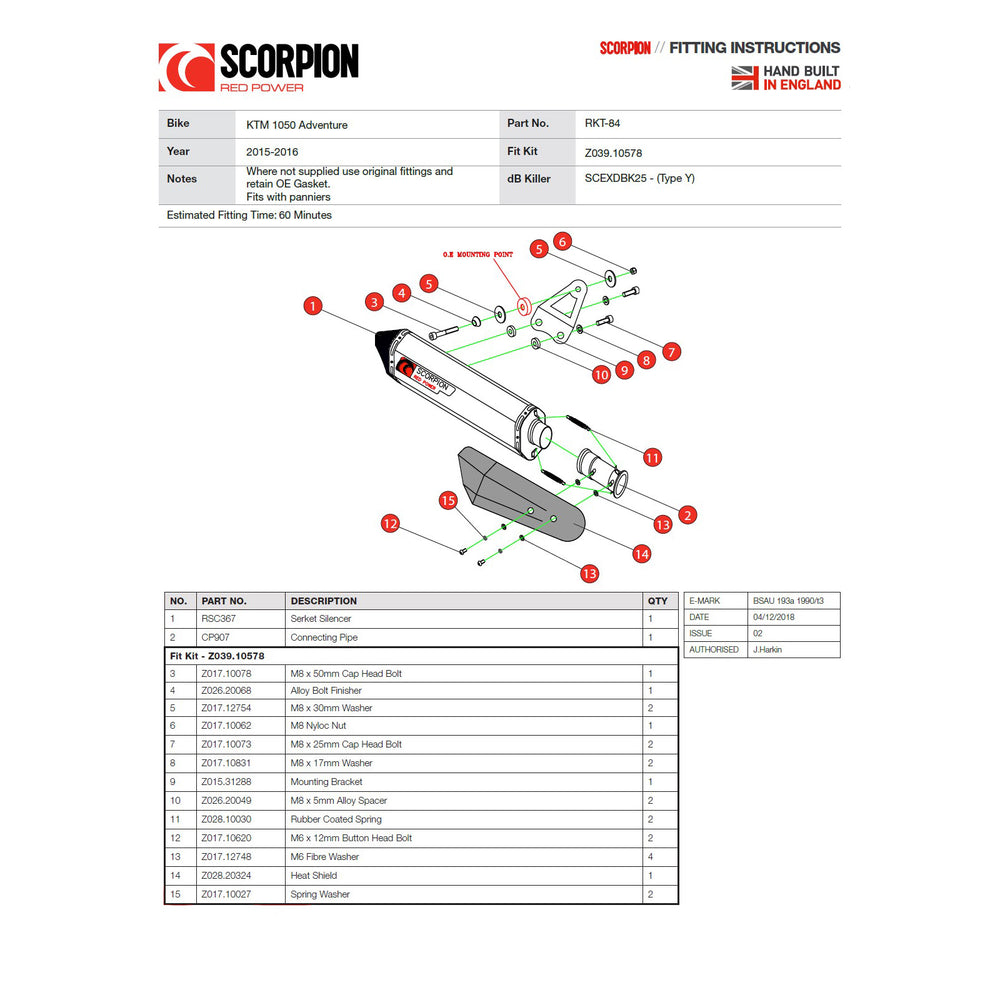 Scorpion Serket Titanium Exhaust For KTM 1050 Adventure 2015-2016