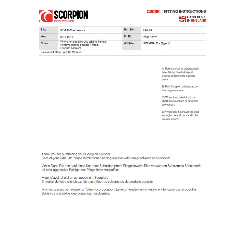 Scorpion Serket Titanium Exhaust For KTM 1050 Adventure 2015-2016