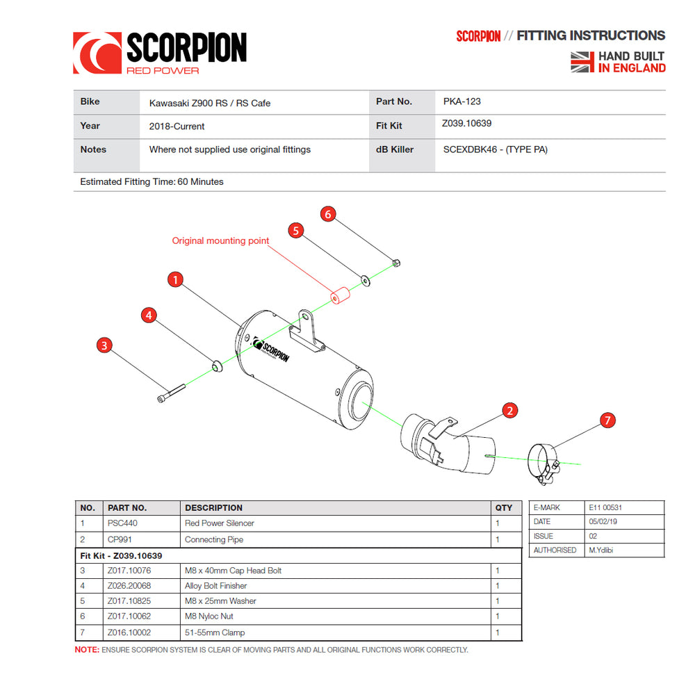 Scorpion Red Power Stainless Steel Exhaust For Kawasaki Z900RS 2018-2025