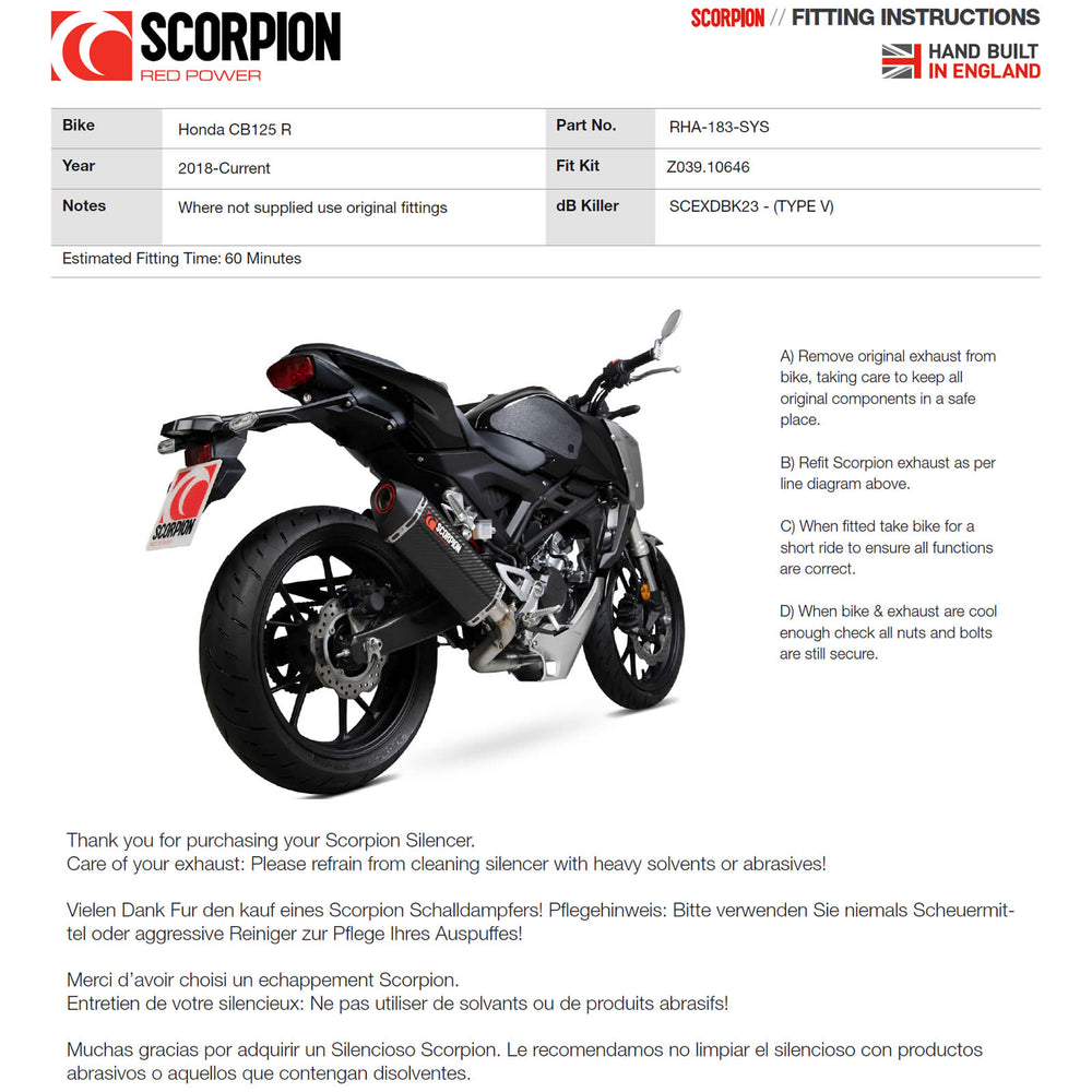 Scorpion Serket Parallel Stainless Steel Exhaust For Honda CB 125 R 2018-2020